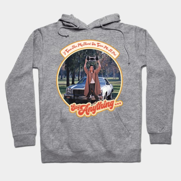 Say Anything... Retro John Cusack Tribute Hoodie by darklordpug